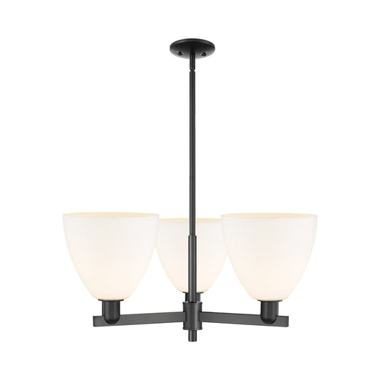 Innovations Bristol 31in 3-Light Pendant | Industrial Matte Black Steel and Matte White Glass | Kitchen Island & Dining Room | Model 716-3CR-BK-GBD-91