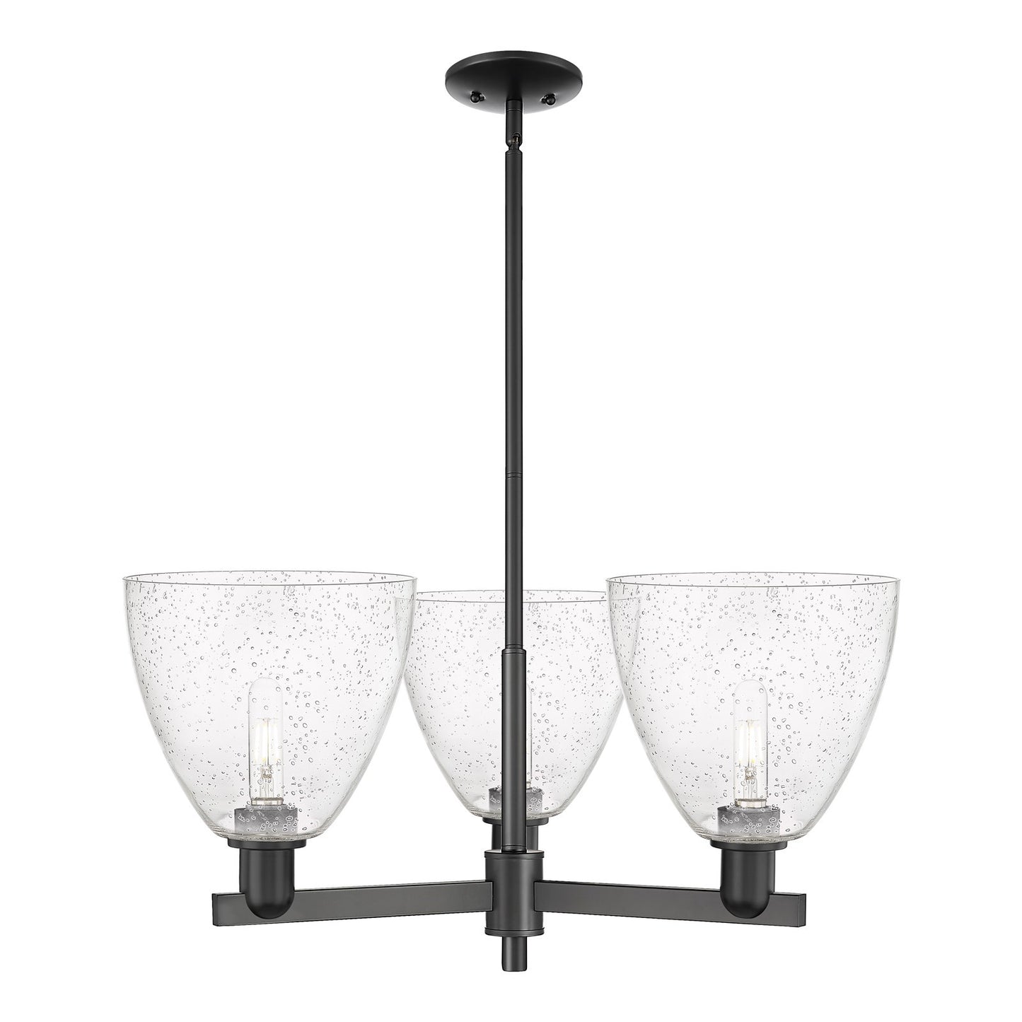 Innovations Bristol 31in 3-Light Pendant | Industrial Matte Black Steel and Seedy Glass | Kitchen Island & Dining Room | 30.75 x | Model 716-3CR-BK-GBD-94