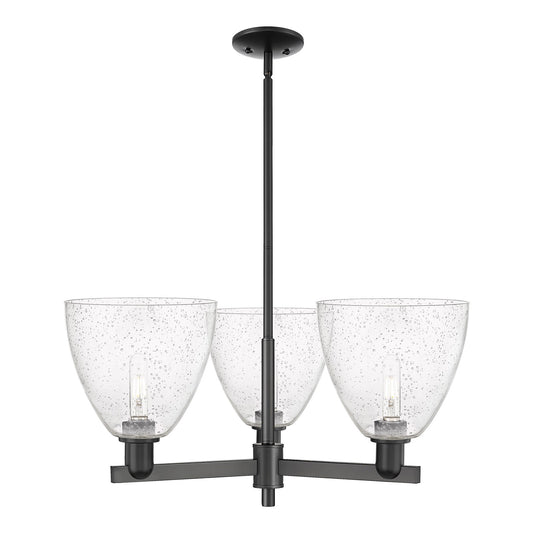 Innovations Bristol 31in 3-Light Pendant | Industrial Matte Black Steel and Seedy Glass | Kitchen Island & Dining Room | 30.75 x | Model 716-3CR-BK-GBD-94