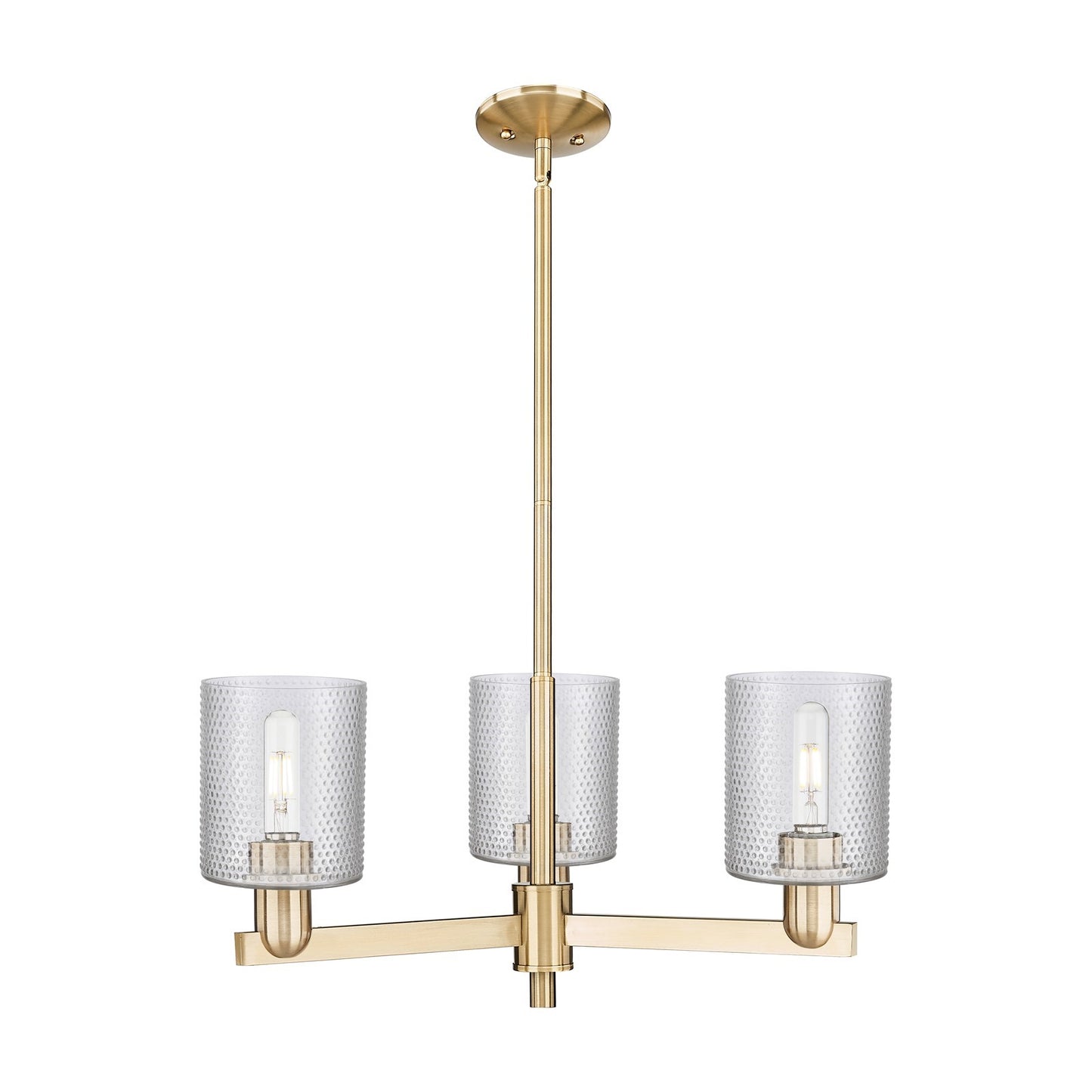 Innovations Cobbleskill 27in 3-Light Pendant | Industrial Champagne Bronze Steel and Clear Glass | Kitchen Island & Dining Room | Model 716-3CR-CB-G112