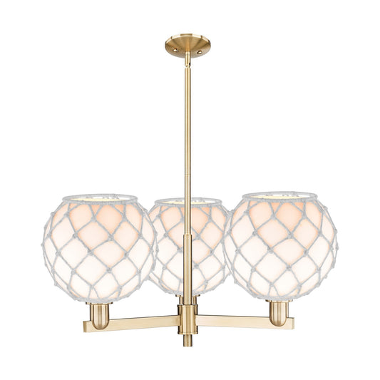 Innovations Farmhouse Rope 32in 3-Light Pendant | Industrial Champagne Bronze Steel and White Glass with Rope | Kitchen | Model 716-3CR-CB-G121-10RW