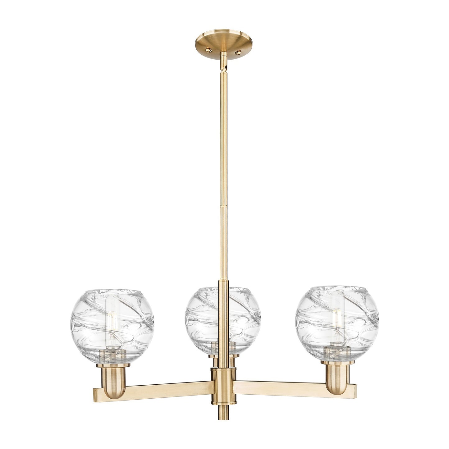 Innovations Athens Deco Swirl 27.625in 3-Light Pendant | Industrial Champagne Bronze Steel and Clear Deco Swirl Glass | Model 716-3CR-CB-G1213-6CL