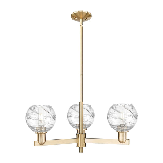 Innovations Athens Deco Swirl 27.625in 3-Light Pendant | Industrial Champagne Bronze Steel and Clear Deco Swirl Glass | Model 716-3CR-CB-G1213-6CL