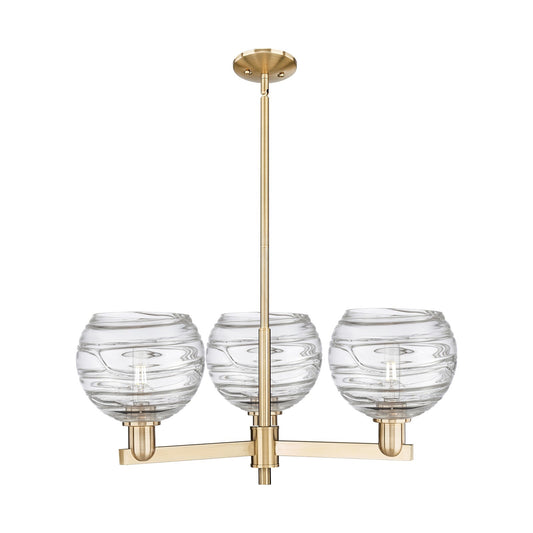 Innovations Athens Deco Swirl 30in 3-Light Pendant | Industrial Champagne Bronze Steel and Clear Deco Swirl Glass | Kitchen | Model 716-3CR-CB-G1213-8CL