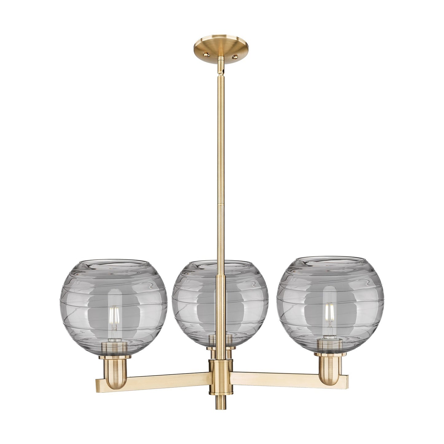 Innovations Athens Deco Swirl 30in 3-Light Pendant | Industrial Champagne Bronze Steel and Light Smoke Glass | Kitchen Island | Model 716-3CR-CB-G1213-8SM