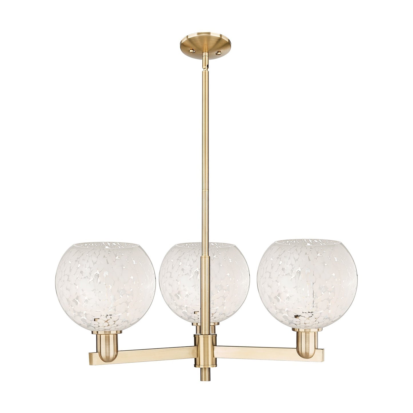 Innovations White Mouchette 30in 3-Light Pendant | Industrial Champagne Bronze Steel and White Glass Globe Shade | Kitchen | Model 716-3CR-CB-G1216-8WM