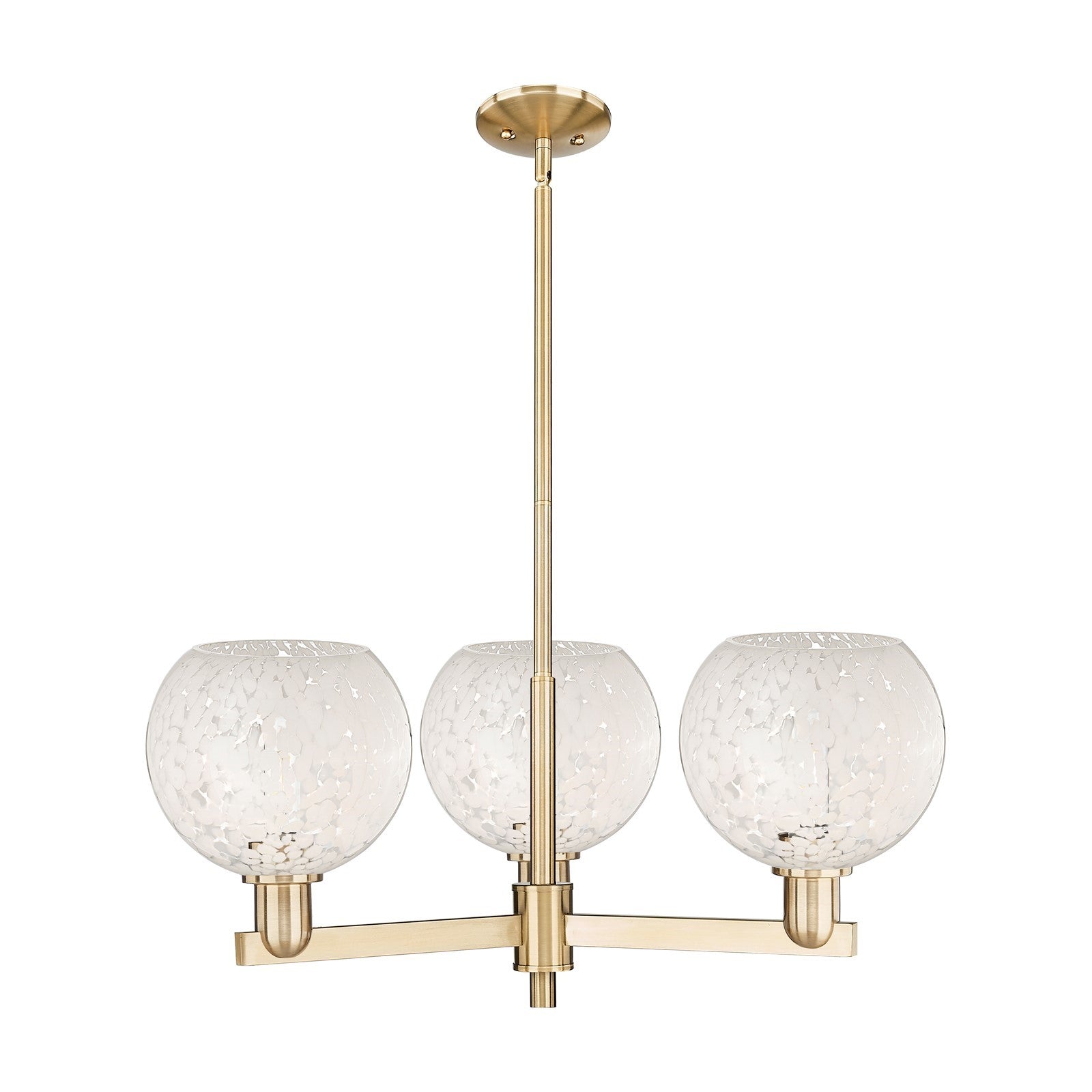 Innovations White Mouchette 30in 3-Light Pendant | Industrial Champagne Bronze Steel and White Glass Globe Shade | Kitchen | Model 716-3CR-CB-G1216-8WM