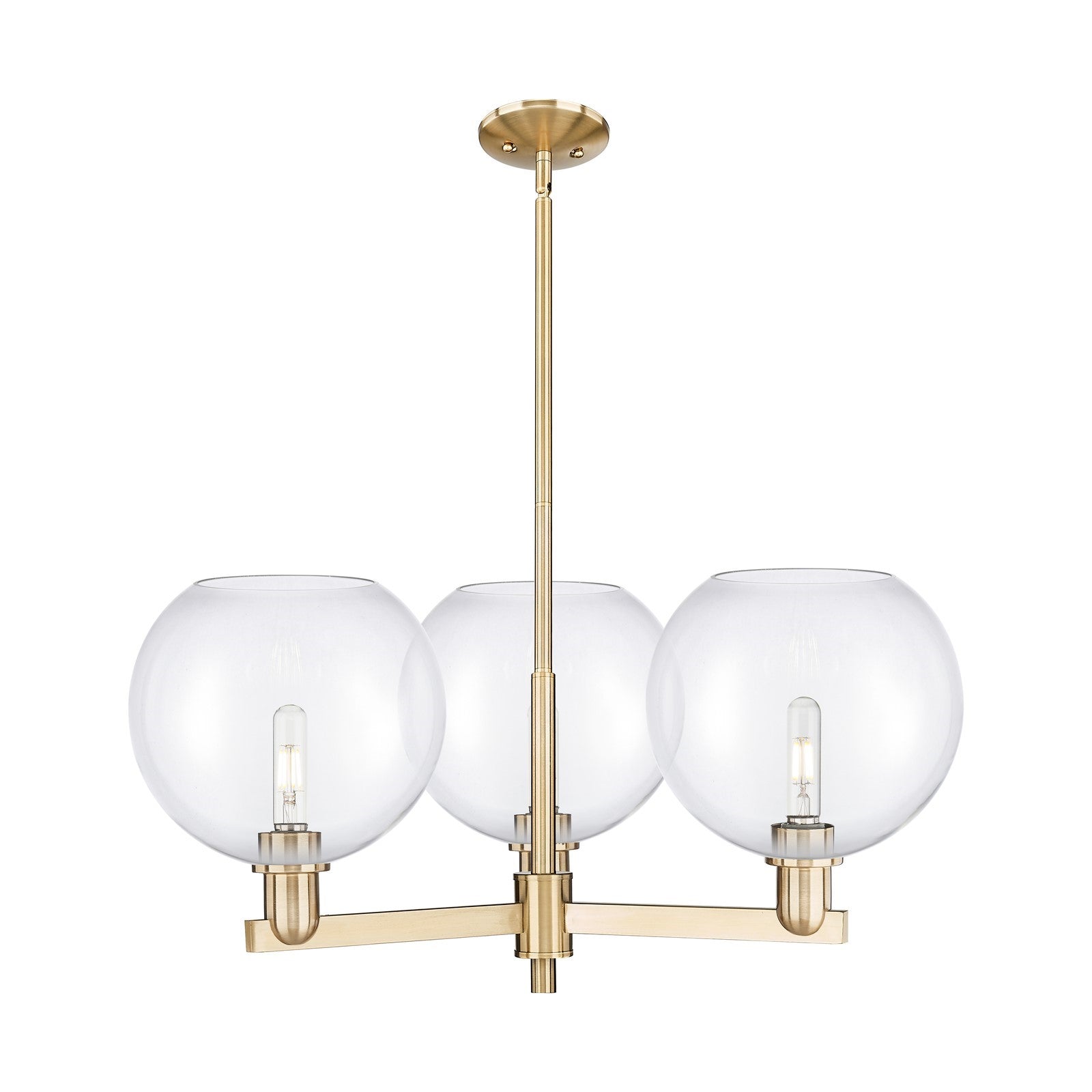 Innovations Athens 32in 3-Light Pendant | Industrial Champagne Bronze Steel and Clear Glass | Kitchen Island & Dining Room | Model 716-3CR-CB-G122-10