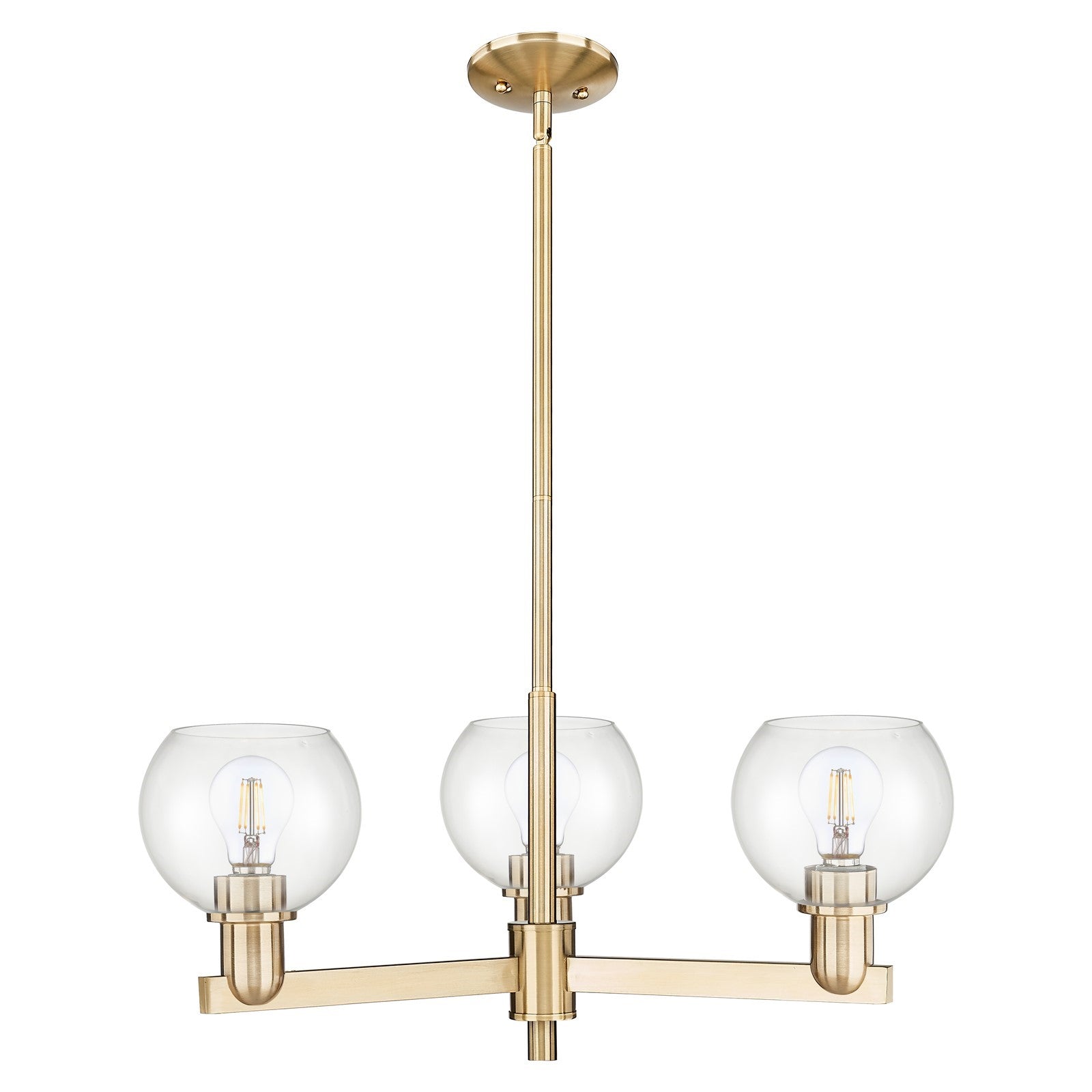 Innovations Athens 28in 3-Light Pendant | Industrial Champagne Bronze Steel and Clear Glass | Kitchen Island & Dining Room | Model 716-3CR-CB-G122-6