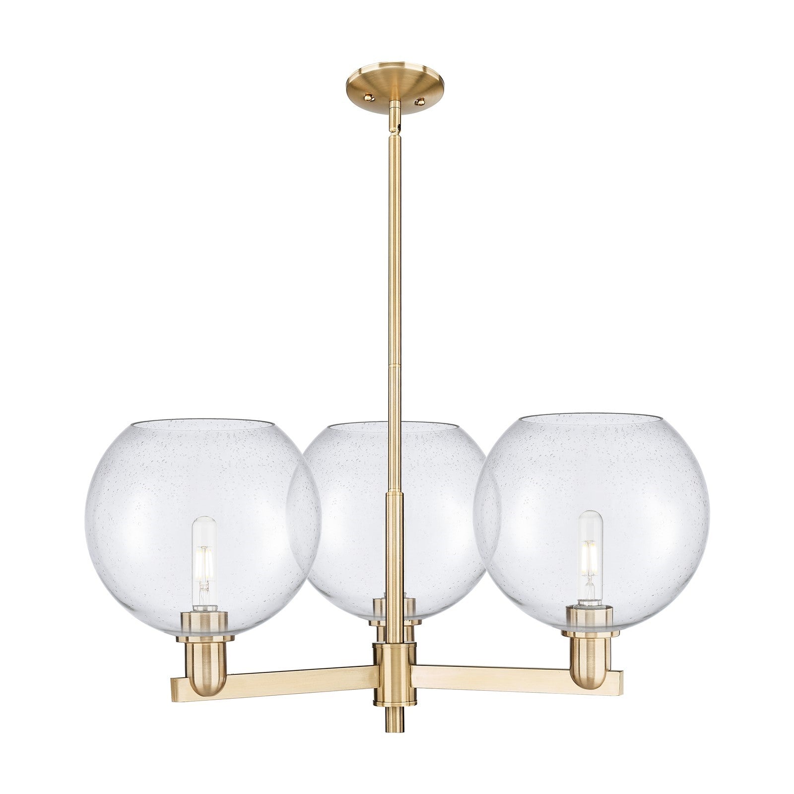 Innovations Athens 32in 3-Light Pendant | Industrial Champagne Bronze Steel and Seedy Glass | Kitchen Island & Dining Room | Model 716-3CR-CB-G124-10