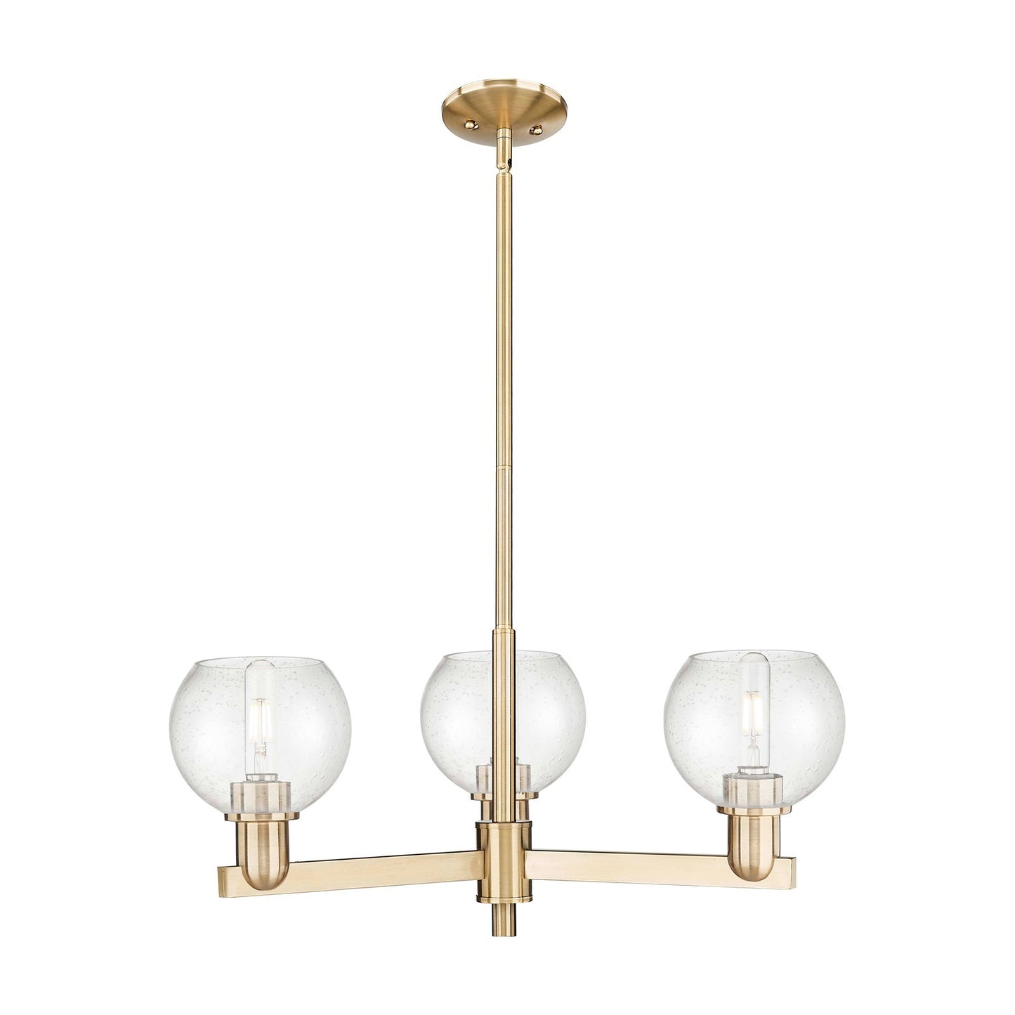 Innovations Athens 28in 3-Light Pendant | Industrial Champagne Bronze Steel and Seedy Glass | Kitchen Island & Dining Room | Model 716-3CR-CB-G124-6
