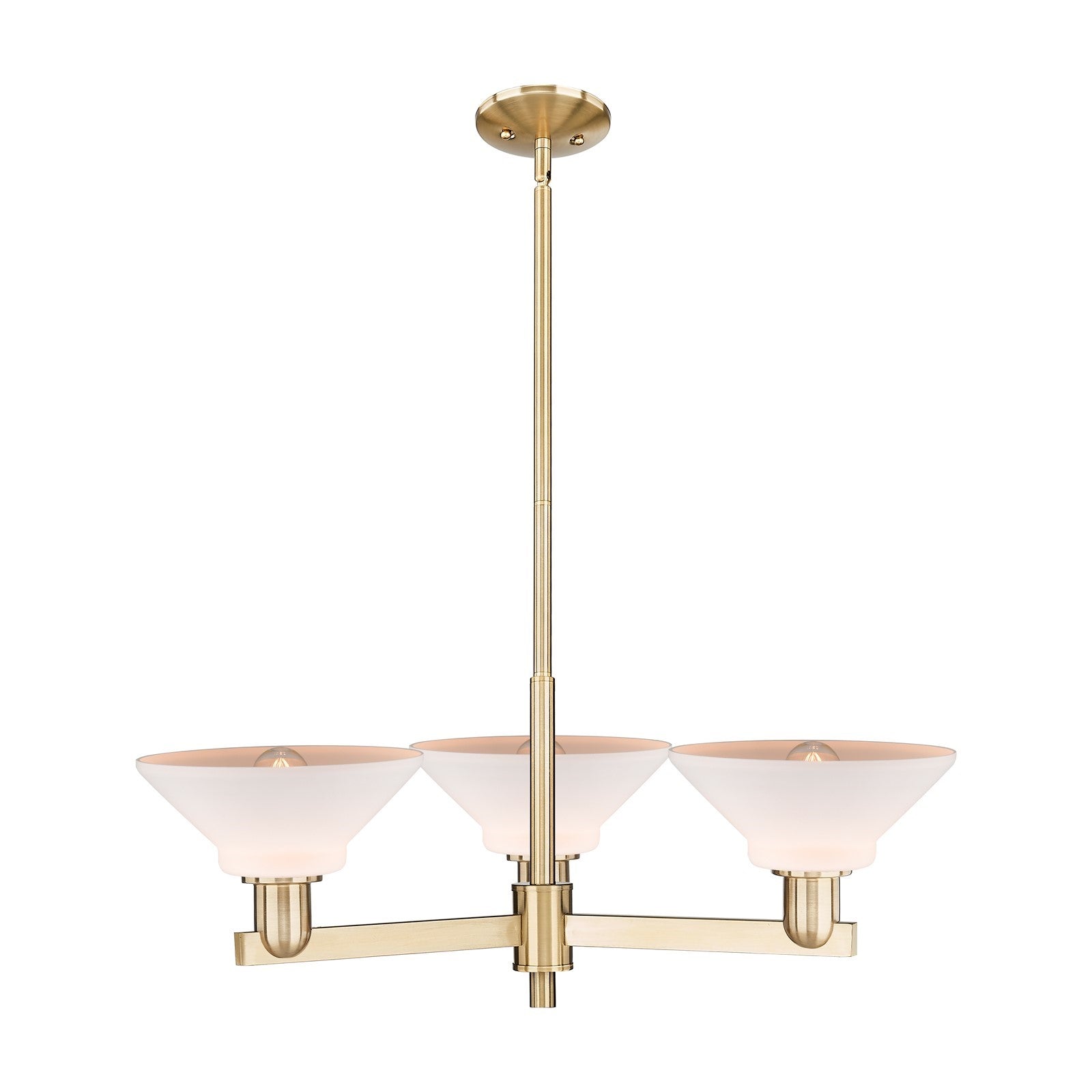 Innovations Orwell 30in 3-Light Pendant | Industrial Champagne Bronze Steel and Matte White Glass | Kitchen Island & Dining Room | Model 716-3CR-CB-G131