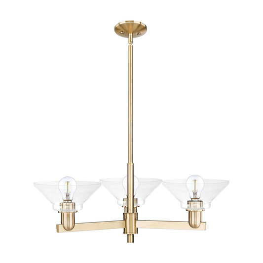 Innovations Orwell 30in 3-Light Pendant | Industrial Champagne Bronze Steel and Clear Cone Glass | Kitchen Island & Dining Room | Model 716-3CR-CB-G132