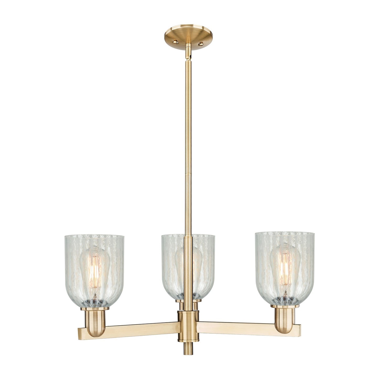 Innovations Caledonia 27in 3-Light Pendant | Industrial Champagne Bronze Steel and Mouchette Glass | Kitchen Island & Dining Room | Model 716-3CR-CB-G2511