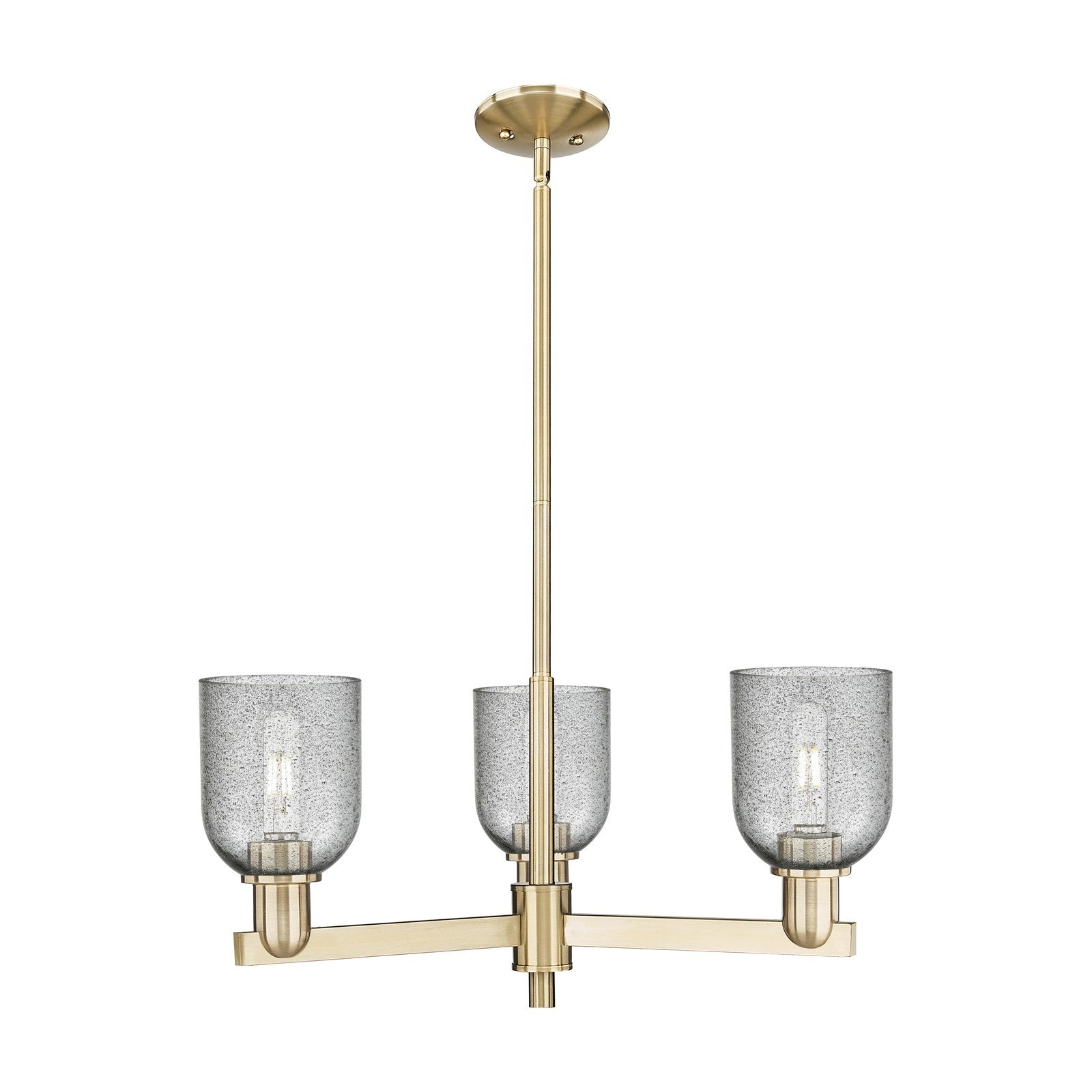 Innovations Caledonia 27in 3-Light Pendant | Industrial Champagne Bronze Steel and Charcoal Glass | Kitchen Island & Dining Room | Model 716-3CR-CB-G257