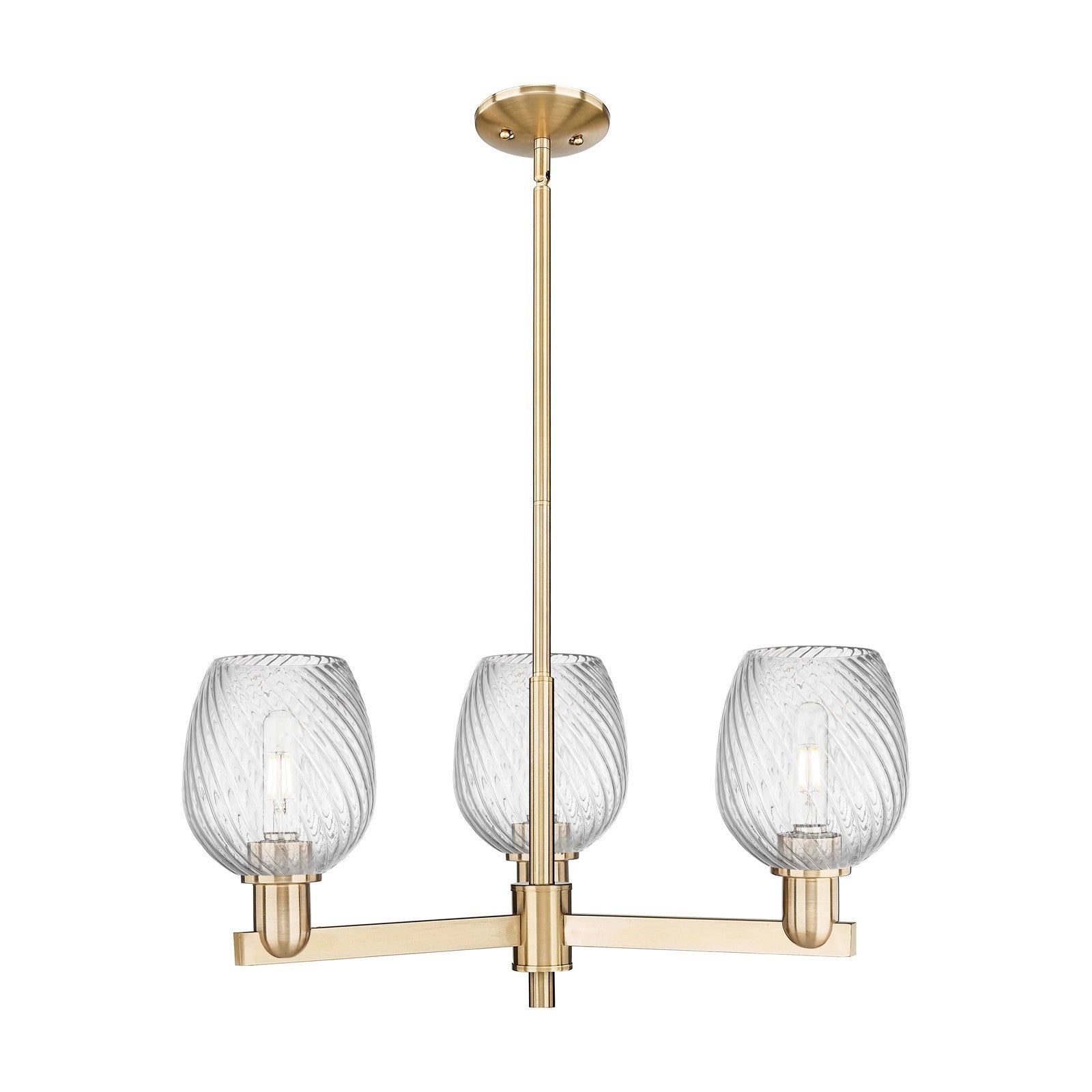 Innovations Salina 28in 3-Light Pendant | Industrial Champagne Bronze Steel and Clear Spiral Fluted Glass | Kitchen Island & | Model 716-3CR-CB-G292