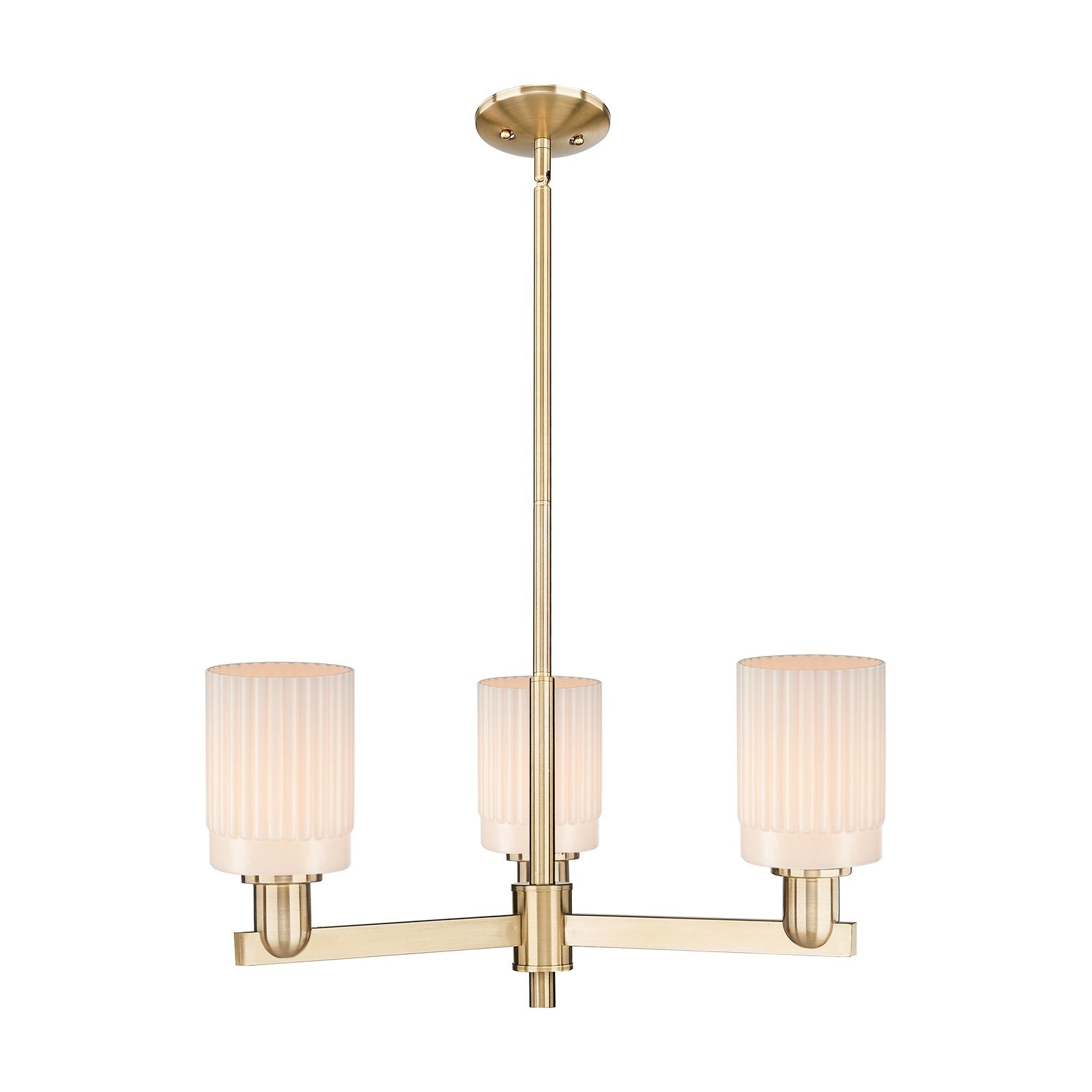 Innovations Hadley 26in 3-Light Pendant | Industrial Champagne Bronze Steel and Matte White Ribbed Glass | Kitchen Island & Dining | Model 716-3CR-CB-G341
