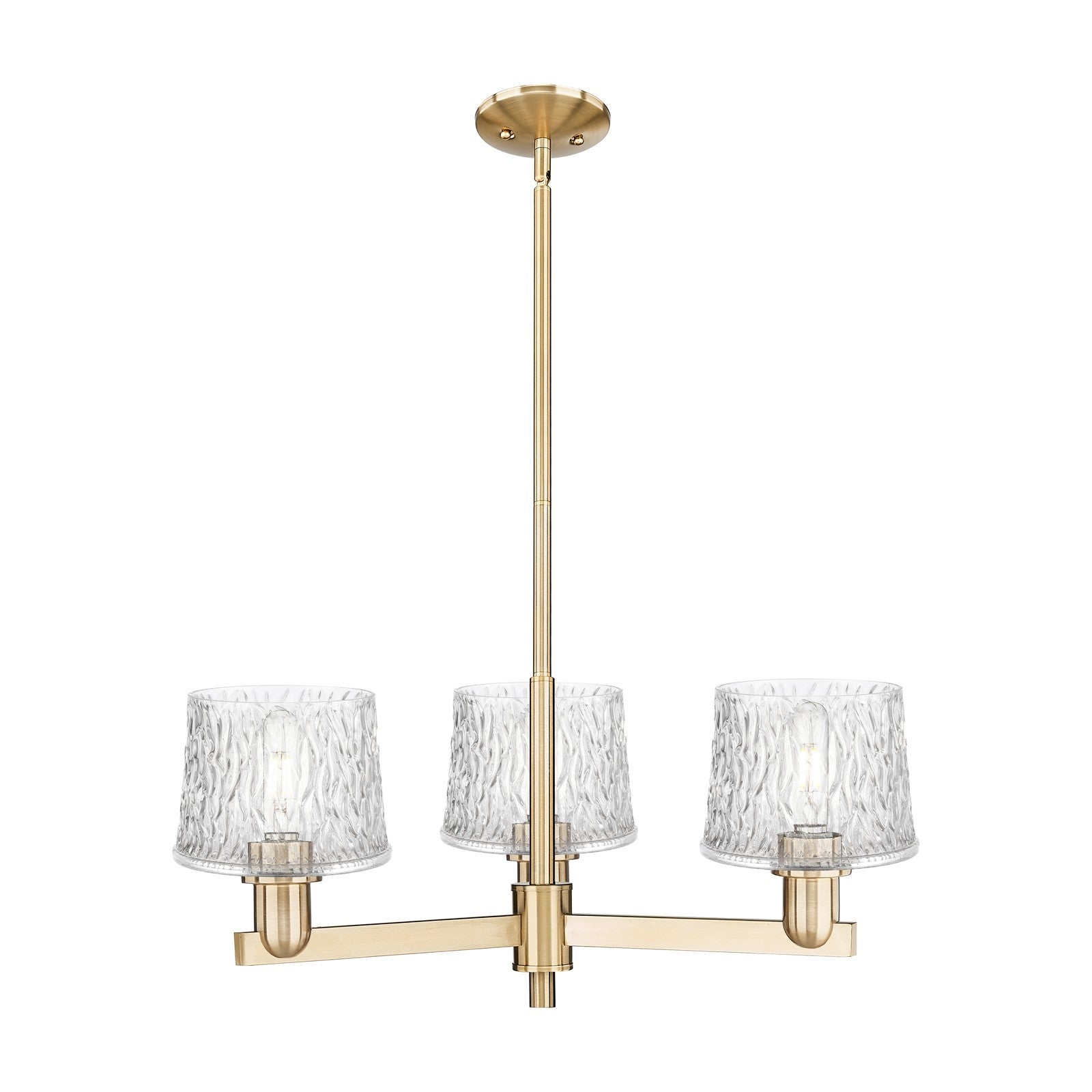 Innovations Lighting Niagara 28in 3-Light Pendant | Industrial Champagne Bronze Steel and Clear Textured Glass | Kitchen Island & | Model 716-3CR-CB-G402