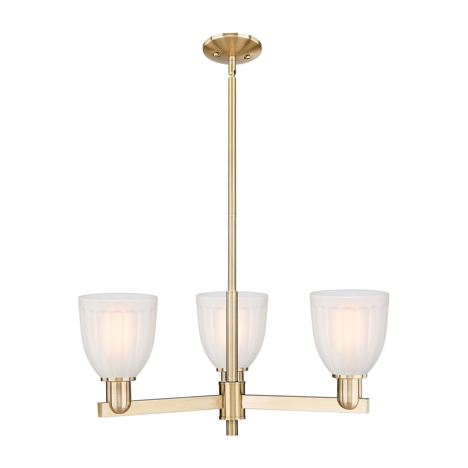 Innovations Brookfield 28in 3-Light Pendant | Industrial Champagne Bronze Steel and White Frosted Ribbed Glass | Kitchen Island & | Model 716-3CR-CB-G441