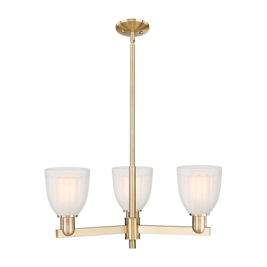 Innovations Brookfield 28in 3-Light Pendant | Industrial Champagne Bronze Steel and White Frosted Ribbed Glass | Kitchen Island & | Model 716-3CR-CB-G441