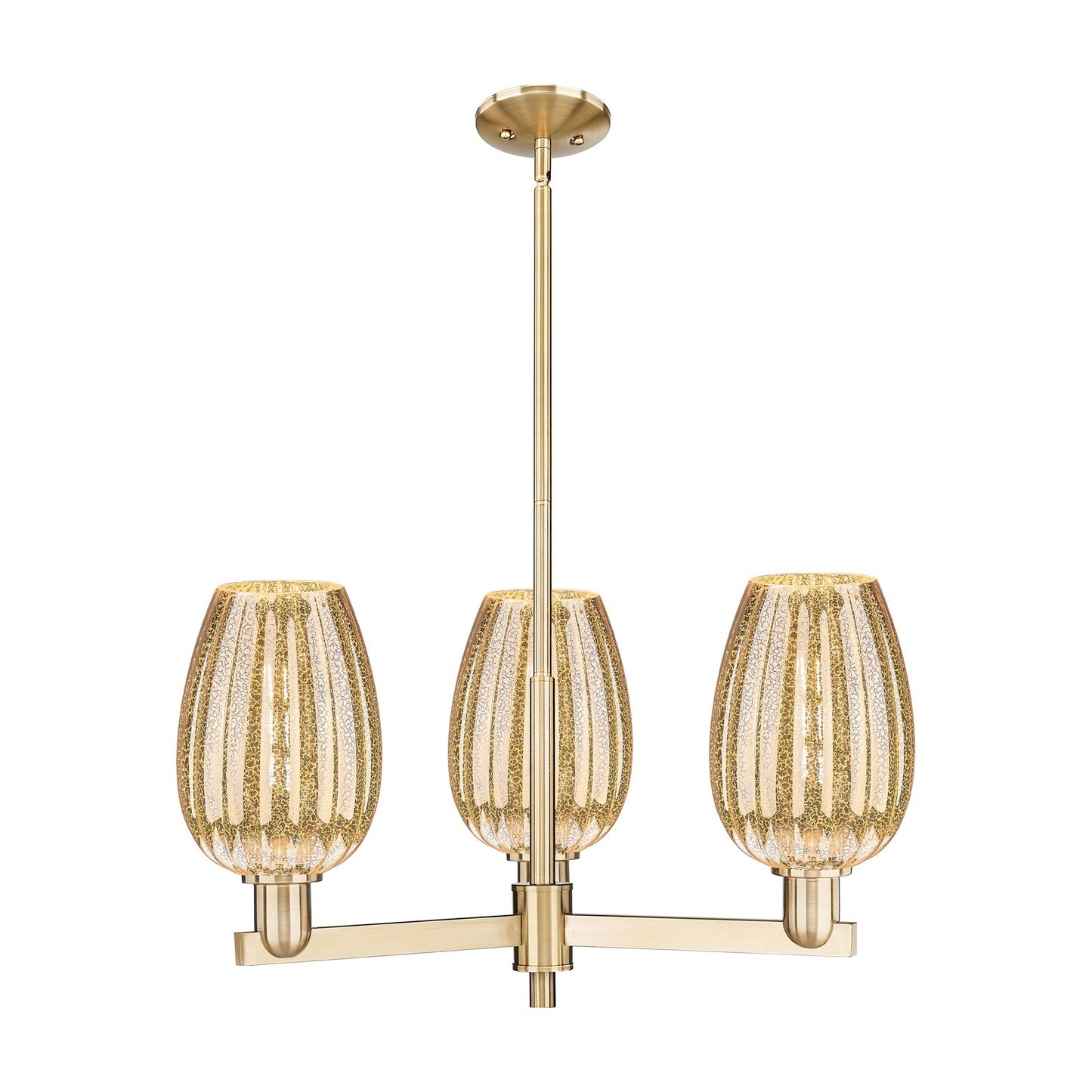 Innovations Preston Flute 28in 3-Light Pendant | Industrial Champagne Bronze Steel and Mercury Cone Glass | Kitchen Island & | Model 716-3CR-CB-G457-6ME