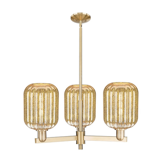 Innovations Preston Cylinder 28.5in 3-Light Pendant | Industrial Champagne Bronze Steel and Mercury Glass | Kitchen Island & | Model 716-3CR-CB-G460-7ME