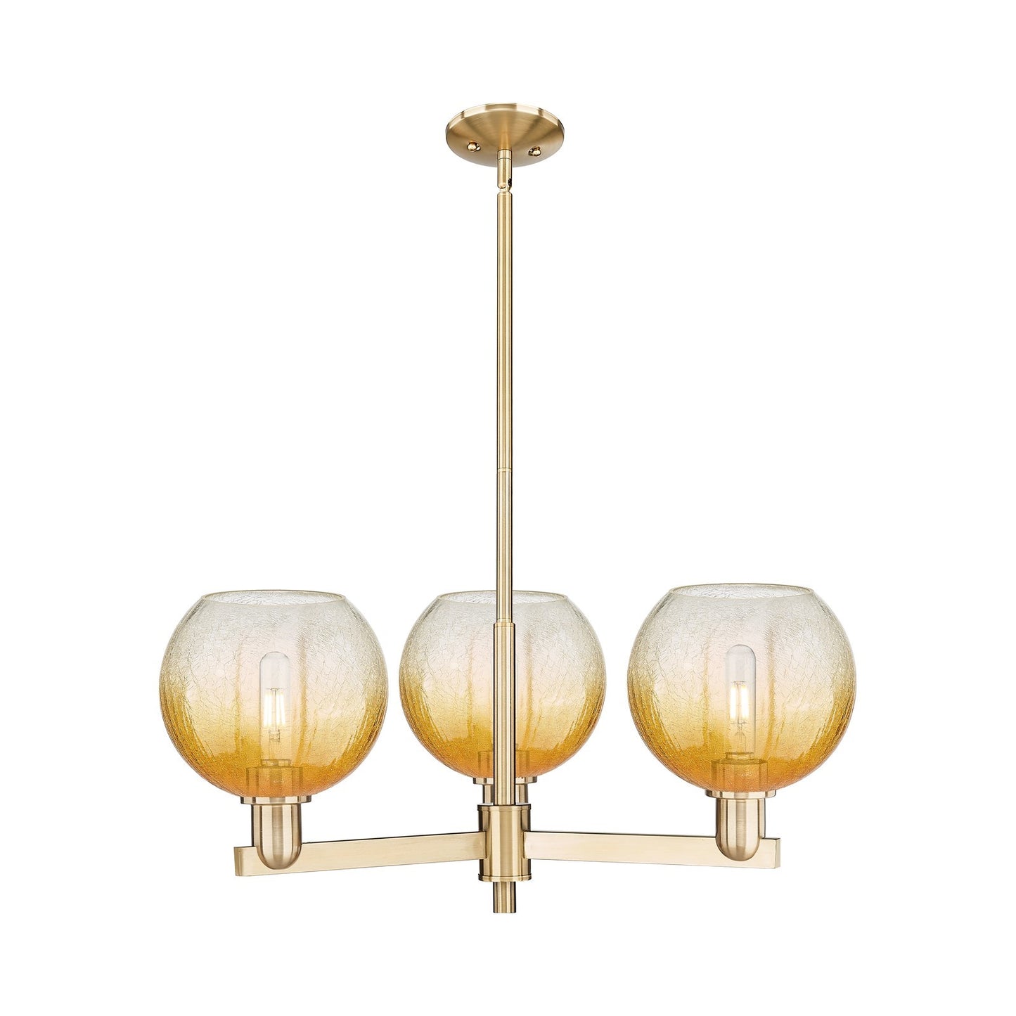 Innovations Brookhaven Globe 30in 3-Light Pendant | Industrial Champagne Bronze Steel and Amber Glass | Kitchen Island & | Model 716-3CR-CB-G483-8AM