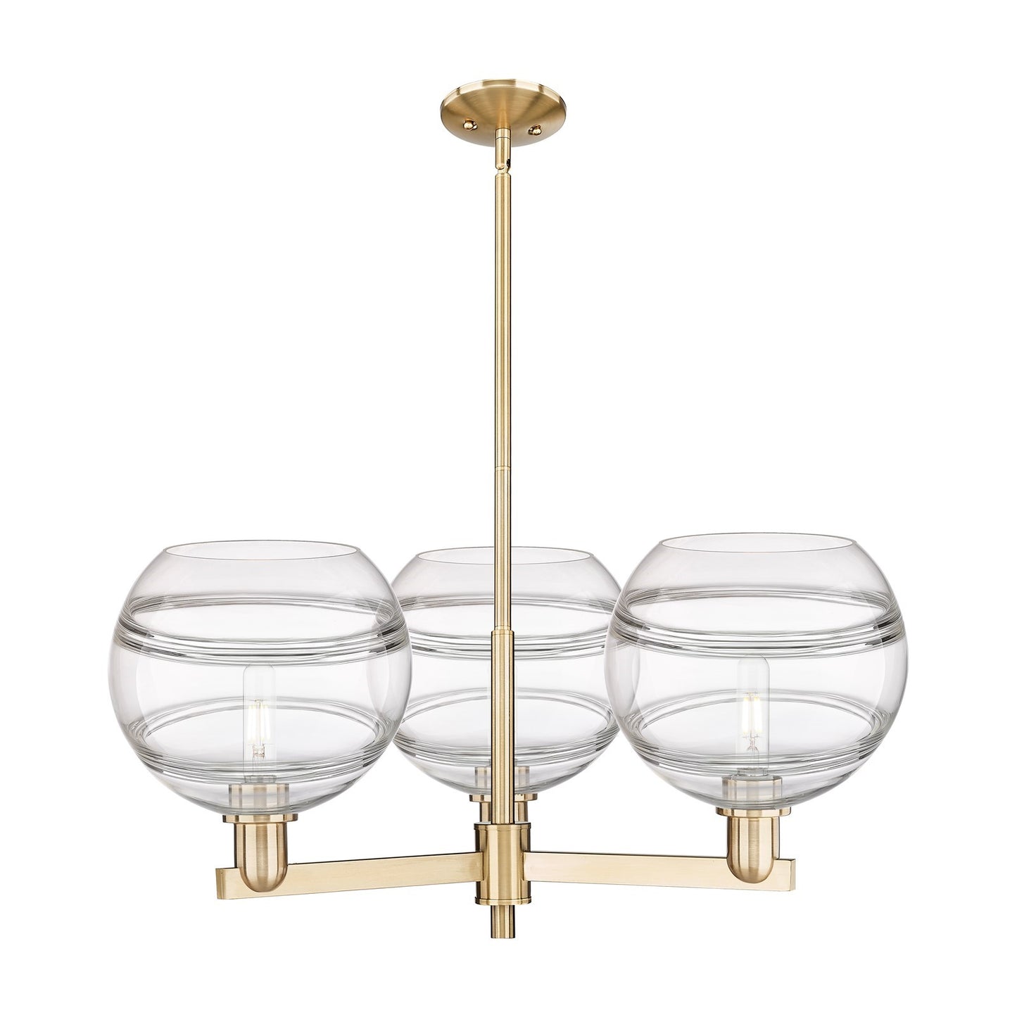 Innovations Rochester 32in 3-Light Pendant | Industrial Champagne Bronze Steel and Clear Glass | Kitchen Island & Dining Room | Model 716-3CR-CB-G556-10CL