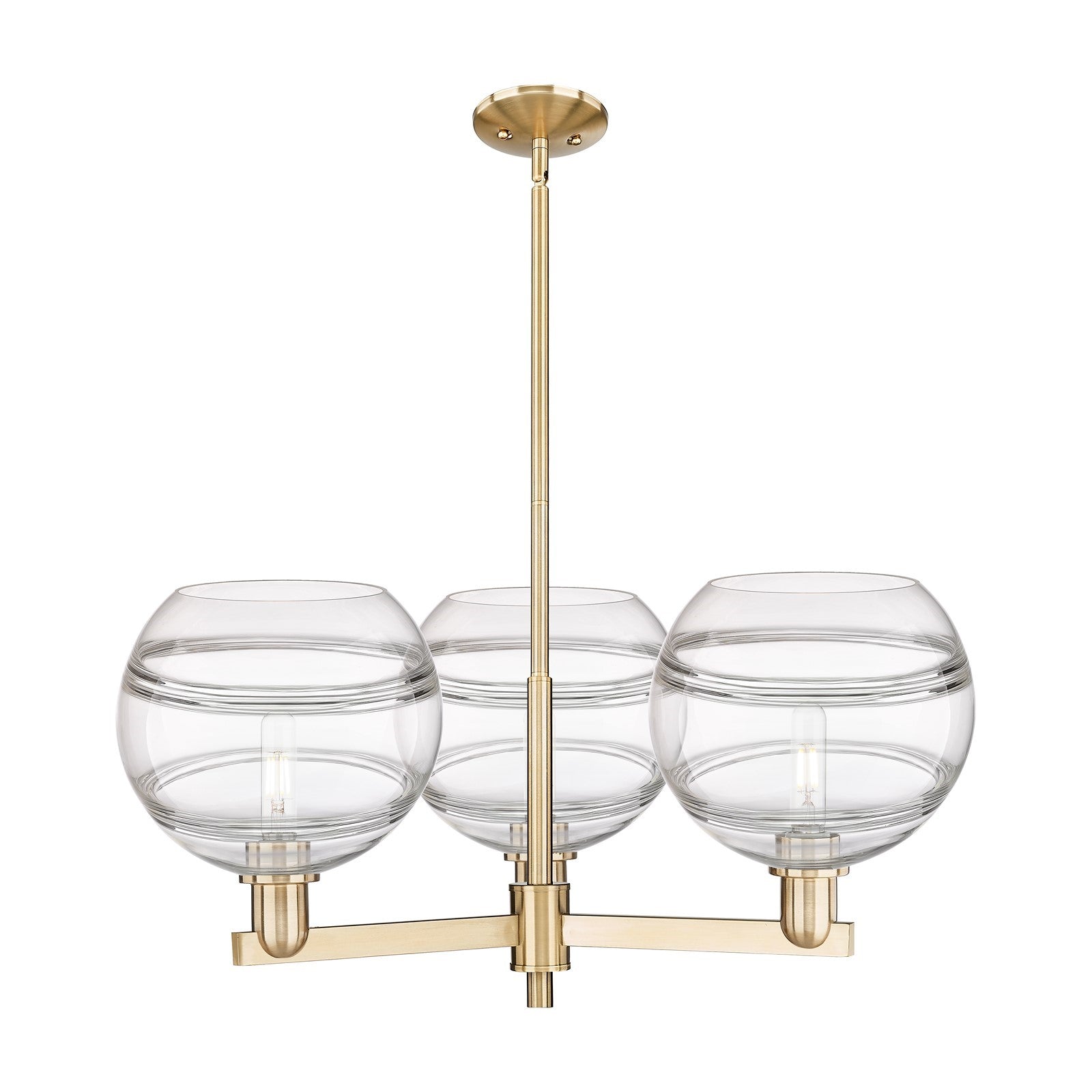 Innovations Rochester 32in 3-Light Pendant | Industrial Champagne Bronze Steel and Clear Glass | Kitchen Island & Dining Room | Model 716-3CR-CB-G556-10CL