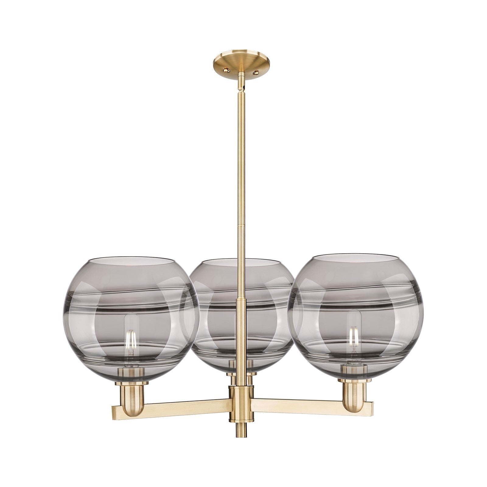 Innovations Rochester 32in 3-Light Pendant | Industrial Champagne Bronze Steel and Light Smoke Glass | Kitchen Island & | Model 716-3CR-CB-G556-10SM