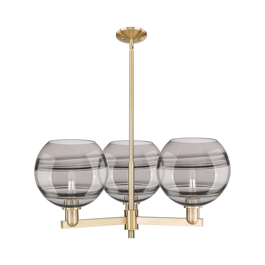 Innovations Rochester 32in 3-Light Pendant | Industrial Champagne Bronze Steel and Light Smoke Glass | Kitchen Island & | Model 716-3CR-CB-G556-10SM
