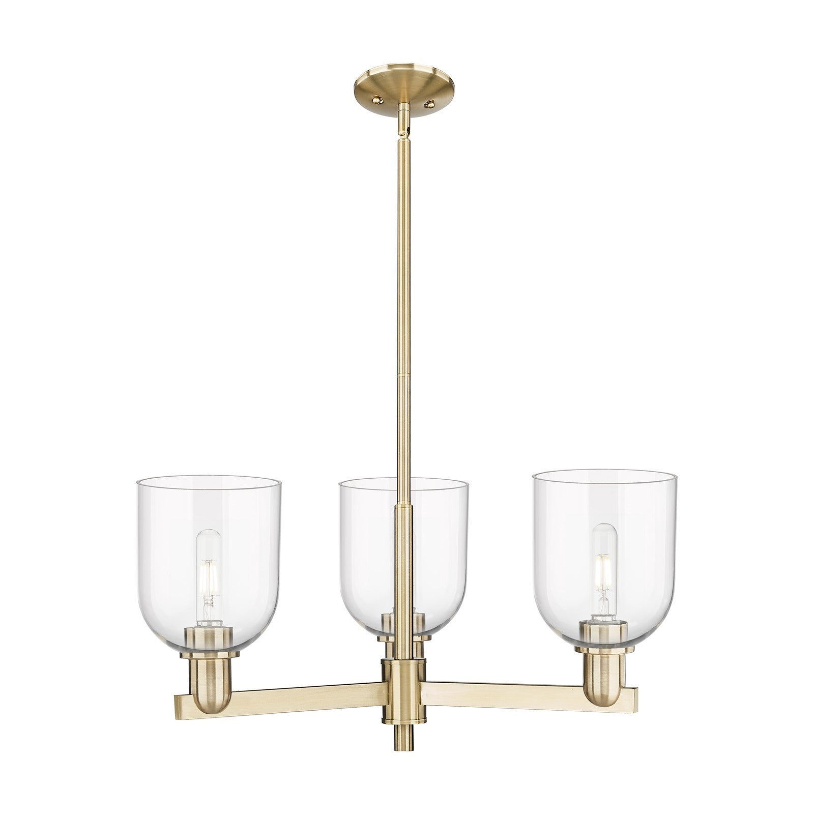 Innovations Bella 27.25in 3-Light Pendant | Industrial Champagne Bronze Steel and Clear Glass | Kitchen Island & Dining Room | Model 716-3CR-CB-G558-6CL
