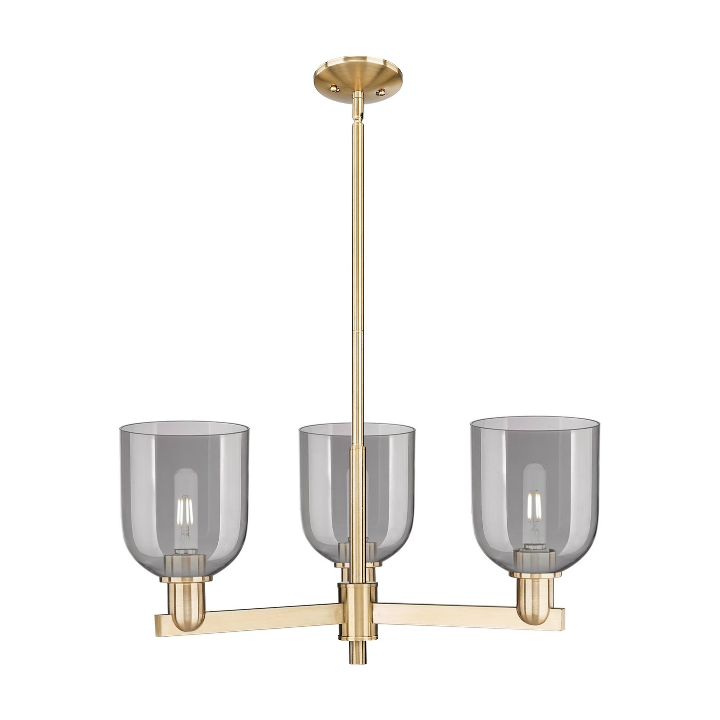 Innovations Bella 27in 3-Light Pendant | Industrial Champagne Bronze Steel and Light Smoke Glass | Kitchen Island & Dining | Model 716-3CR-CB-G558-6SM