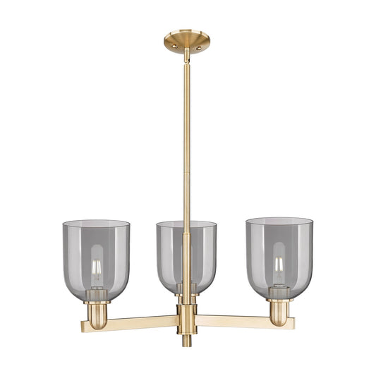Innovations Bella 27in 3-Light Pendant | Industrial Champagne Bronze Steel and Light Smoke Glass | Kitchen Island & Dining | Model 716-3CR-CB-G558-6SM