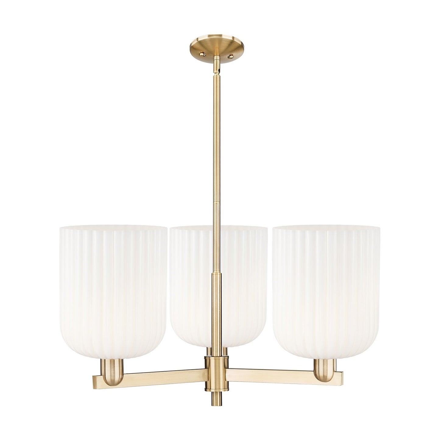Innovations Bridal Veil 30in 3-Light Pendant | Industrial Champagne Bronze Steel and Gloss White Ribbed Glass | Kitchen | Model 716-3CR-CB-G559-8GWH