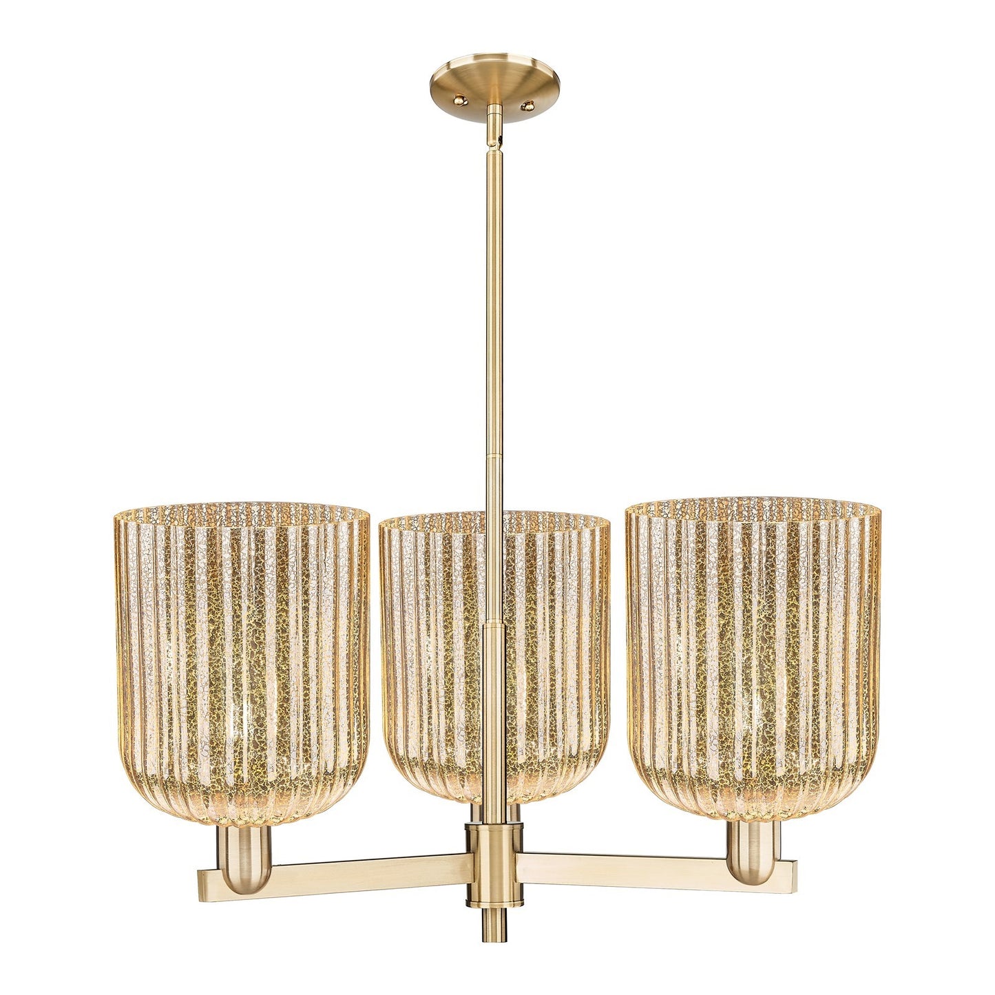 Innovations Bridal Veil 30in 3-Light Pendant | Industrial Champagne Bronze Steel and Mercury Ribbed Glass | Kitchen Island & | Model 716-3CR-CB-G559-8ME
