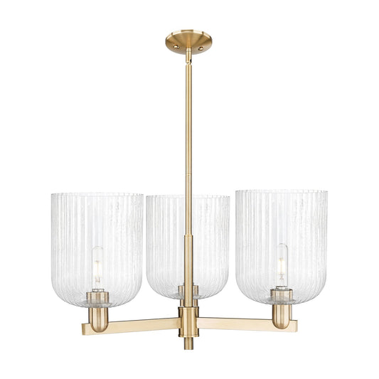 Innovations Bridal Veil 30in 3-Light Pendant | Industrial Champagne Bronze Steel and Seedy Ribbed Glass | Kitchen Island & | Model 716-3CR-CB-G559-8SDY