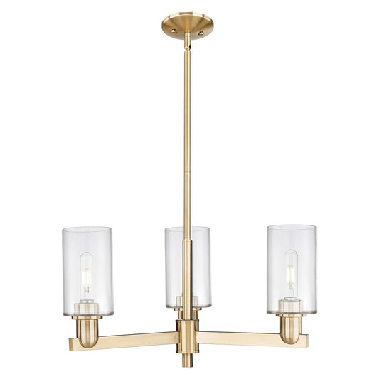 Innovations Clymer 26in 3-Light Pendant | Industrial Champagne Bronze Steel and Clear Glass | Kitchen Island & Dining Room | 25.62 | Model 716-3CR-CB-G802