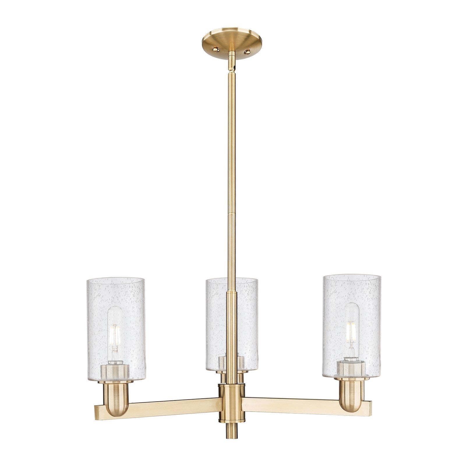 Innovations Clymer 26in 3-Light Pendant | Industrial Champagne Bronze Steel and Seedy Glass | Kitchen Island & Dining Room | 25.62 | Model 716-3CR-CB-G804