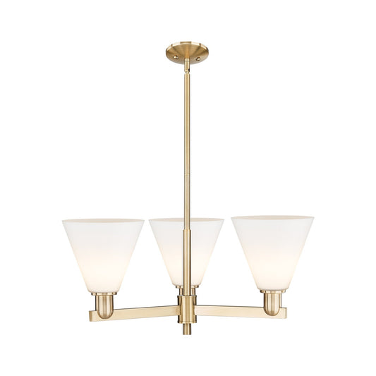 Innovations Berkshire Glass 30in 3-Light Pendant | Industrial Champagne Bronze Steel and Matte White Glass | Kitchen Island & | Model 716-3CR-CB-GBC-81