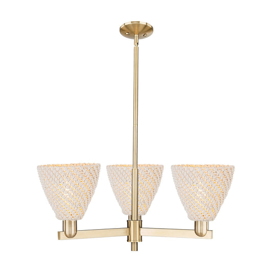 Innovations Bristol Natural 29.25in 3-Light Pendant | Farmhouse Champagne Bronze Steel and Natural Fiber Dome | Kitchen | Model 716-3CR-CB-NBD-75-NAT