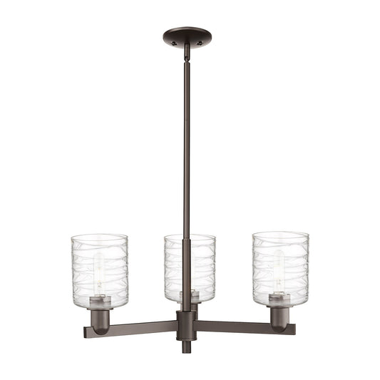Innovations Cobbleskill 27in 3-Light Pendant | Industrial Oil Rubbed Bronze Steel and Deco Swirl Glass | Kitchen Island & Dining | Model 716-3CR-OB-G1113