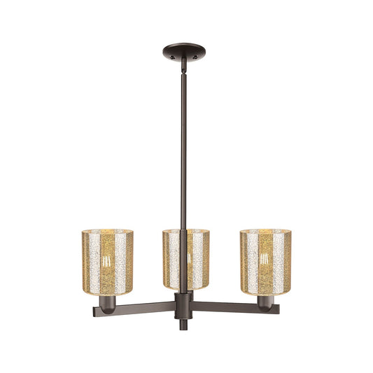 Innovations Cobbleskill 27in 3-Light Pendant | Industrial Oil Rubbed Bronze Steel and Mercury Glass | Kitchen Island & Dining Room | Model 716-3CR-OB-G116