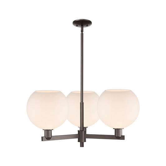 Innovations Athens 32in 3-Light Pendant | Industrial Oil Rubbed Bronze and Matte White Glass | Kitchen Island & Dining Room | Model 716-3CR-OB-G121-10