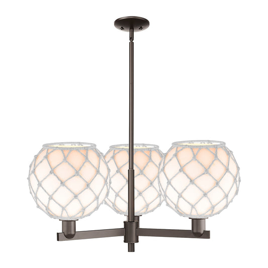 Innovations Farmhouse Rope 32in 3-Light Pendant | Industrial Oil Rubbed Bronze Steel and White Glass with Rope | Kitchen | Model 716-3CR-OB-G121-10RW