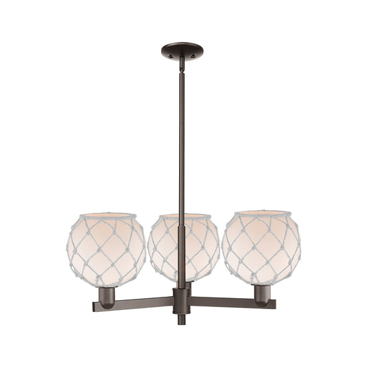Innovations Farmhouse Rope 30in 3-Light Pendant | Industrial Oil Rubbed Bronze Steel and White Frosted Glass Rope | Kitchen | Model 716-3CR-OB-G121-8RW