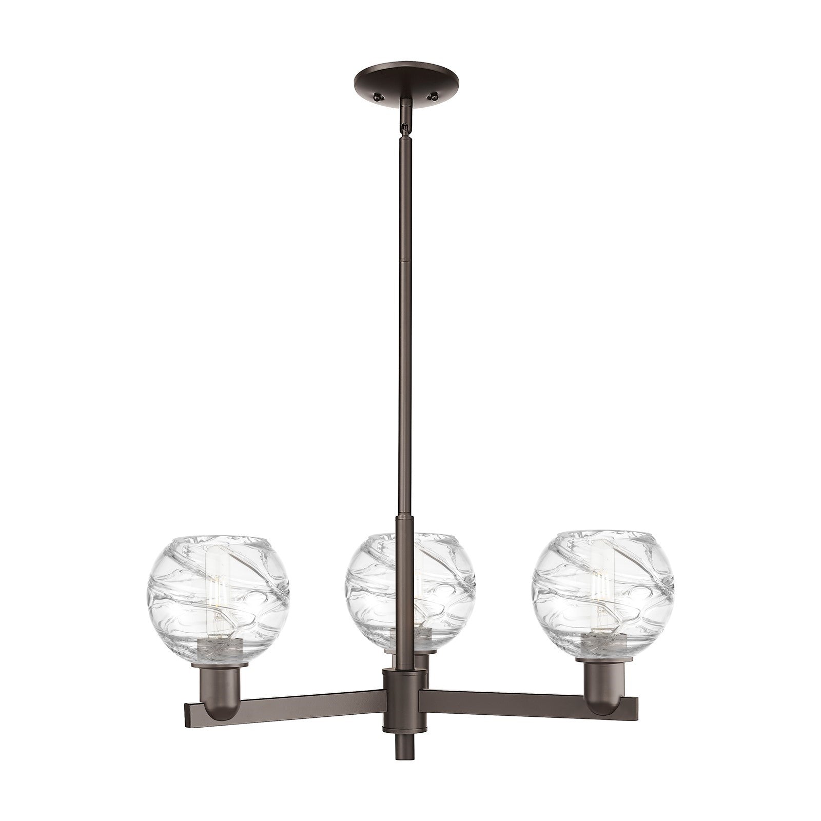 Innovations Athens Deco Swirl 18in 3-Light Pendant | Industrial Oil Rubbed Bronze Steel and Clear Deco Swirl Glass | Kitchen | Model 716-3CR-OB-G1213-6CL
