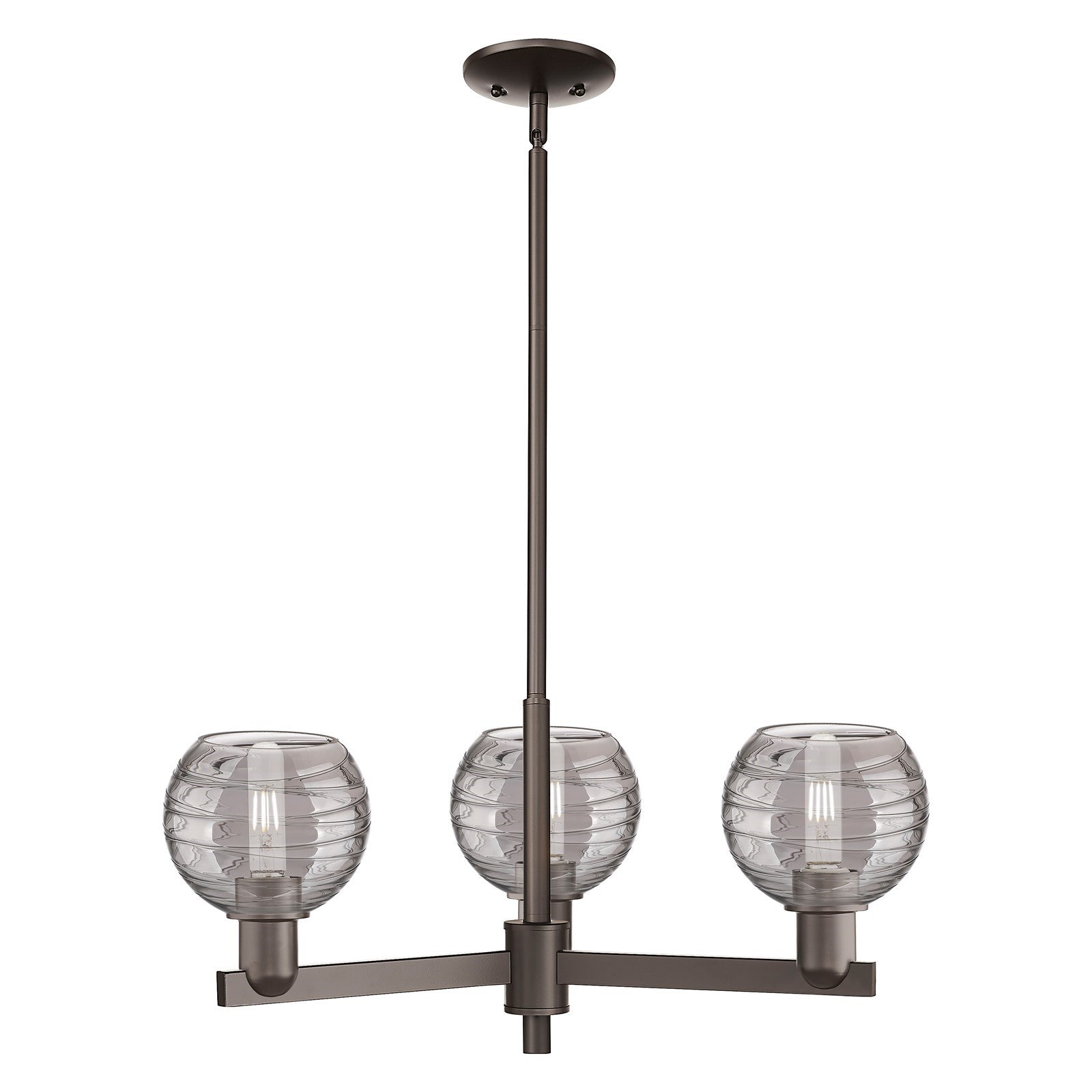 Innovations Athens Deco Swirl 27.62in 3-Light Pendant | Industrial Oil Rubbed Bronze and Light Smoke Glass | Kitchen Island & | Model 716-3CR-OB-G1213-6SM