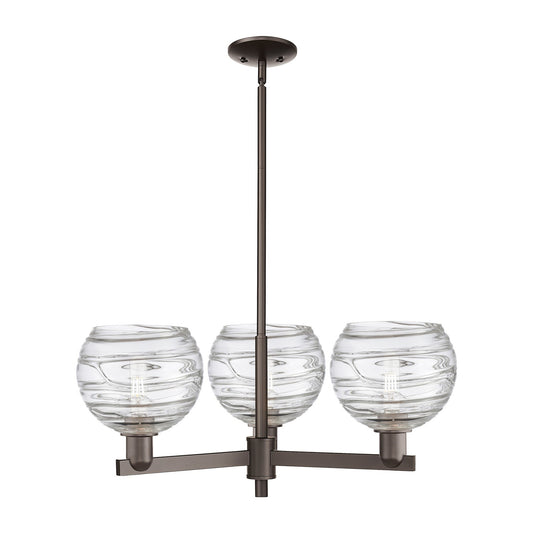Innovations Athens Deco Swirl 30in 3-Light Pendant | Industrial Oil Rubbed Bronze Steel and Clear Deco Swirl Glass | Kitchen | Model 716-3CR-OB-G1213-8CL