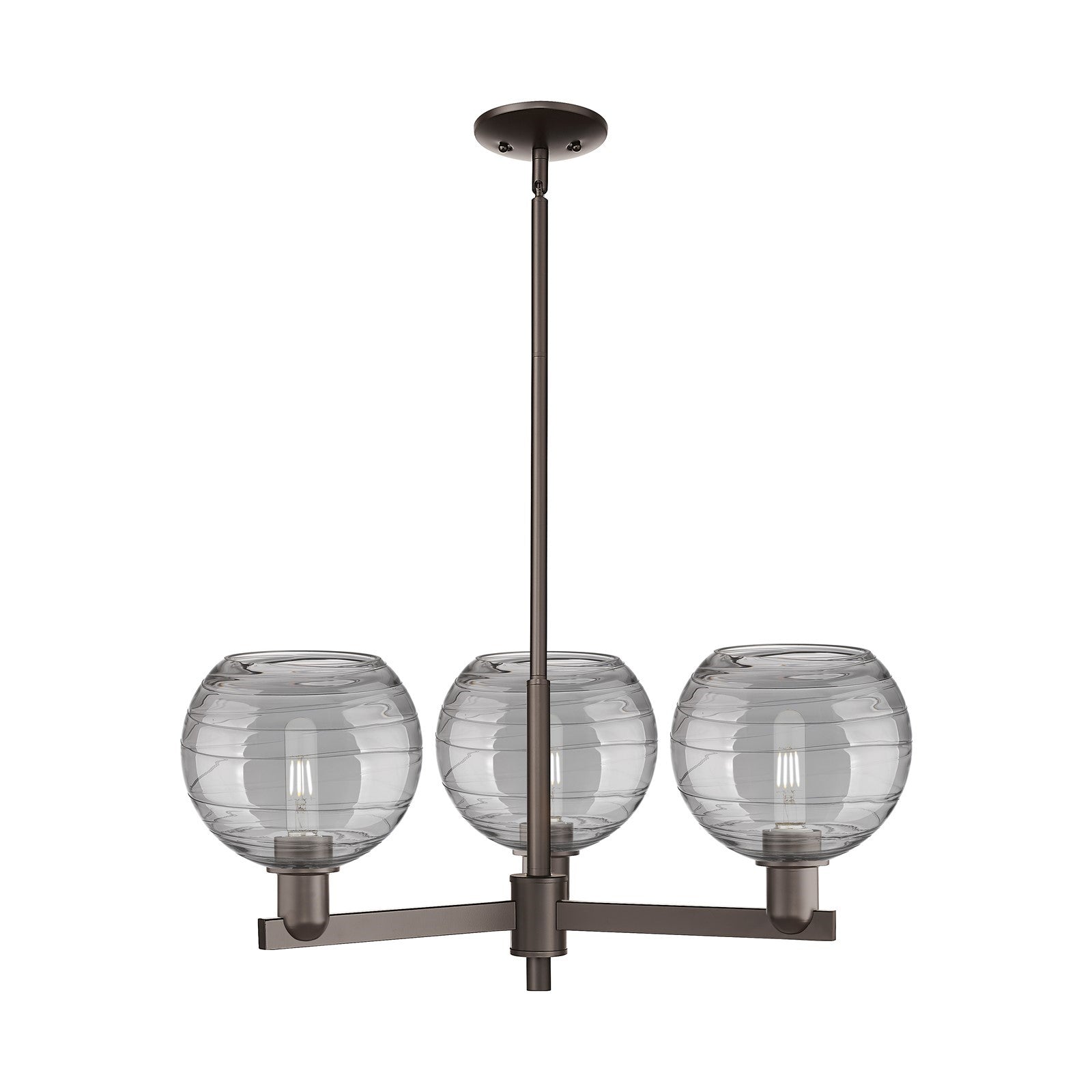 Innovations Athens Deco Swirl 30in 3-Light Pendant | Industrial Oil Rubbed Bronze Steel and Light Smoke Glass | Kitchen | Model 716-3CR-OB-G1213-8SM
